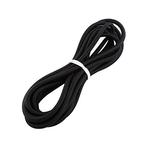 Elastische Schnur 5 mm / 10 mm, Abriebfest, Lange Lebensdauer, für Zelte, Taschen, Gepäck, Sportausrüstungen, Motorradgepäck, LKW-Plane, Latexfaden, Polypropylenfaser(Schwarz 10mm * 5m) von Hakeeta