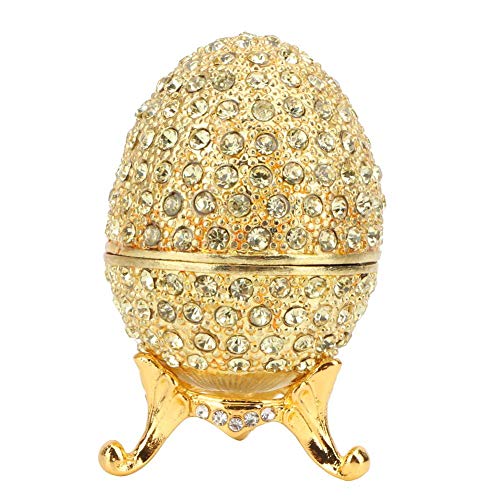 Handbemaltes Mini-Faberge-Ei mit reichem Emaille und funkelnden Strasssteinen Schmuckschatulle (Gold) von Hakeeta