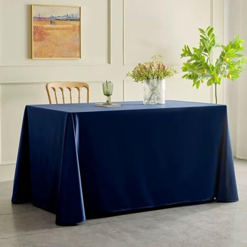 Luxuriöse Satin-Tischdecken, Konferenztischdecke für Büro, Geschäft, Abendessen, Dessert-Tischdecken für Zuhause, Hotel, Veranstaltungen (200 x 260 cm, Marineblau) von Haklein