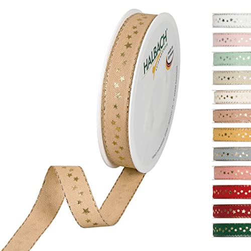 Halbach Seidenbänder 295 Sterne Geschenkband Weihnachten, Polyester, Natur, 1.5 cm Halbach Seidenbänder 295 Sterne Geschenkband Weihnachten, Polyester, Natur, 1.5 cm von Halbach Seidenbänder
