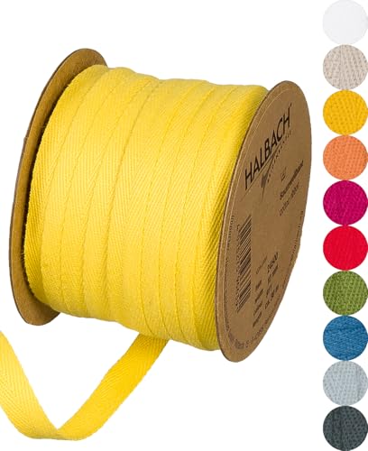 Halbach Seidenbänder Baumwollband | 10mm x 30m | Webband 100% Baumwolle | Bänder zum Basteln als Meterware | Stoffband für Dekorationen, DIY Handwerk, Schrägband Näharbeiten, Farbe: gelb Halbach Seidenbänder Baumwollband | 10mm x 30m | Webband 100% Baumwolle | Bänder zum Basteln als Meterware | Stoffband für Dekorationen, DIY Handwerk, Schrägband Näharbeiten, Farbe: gelb von Halbach Seidenbänder
