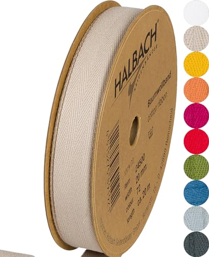 Halbach Seidenbänder Baumwollband 20 mm x m, Bänder zum Basteln als Meterware, Stoffband für Dekorationen, Webband 100% Baumwolle DIY Handwerk, Schrägband Näharbeiten, Farbe: linen, 24500 Halbach Seidenbänder Baumwollband 20 mm x m, Bänder zum Basteln als Meterware, Stoffband für Dekorationen, Webband 100% Baumwolle DIY Handwerk, Schrägband Näharbeiten, Farbe: linen, 24500 von Halbach Seidenbänder