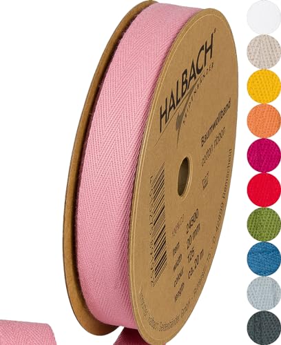 Halbach Seidenbänder Baumwollband 20 mm x 20 m, Bänder zum Basteln als Meterware, Stoffband für Dekorationen, Webband 100% Baumwolle für DIY Handwerk, Schrägband für Näharbeiten, Farbe: rose, 24500 Halbach Seidenbänder Baumwollband 20 mm x 20 m, Bänder zum Basteln als Meterware, Stoffband für Dekorationen, Webband 100% Baumwolle für DIY Handwerk, Schrägband für Näharbeiten, Farbe: rose, 24500 von Halbach Seidenbänder