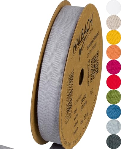 Halbach Seidenbänder Baumwollband | 20mm x 20m | Webband 100% Baumwolle | Bänder zum Basteln als Meterware | Stoffband für Dekorationen, DIY Handwerk, Schrägband Näharbeiten, Farbe: grau Halbach Seidenbänder Baumwollband | 20mm x 20m | Webband 100% Baumwolle | Bänder zum Basteln als Meterware | Stoffband für Dekorationen, DIY Handwerk, Schrägband Näharbeiten, Farbe: grau von Halbach Seidenbänder