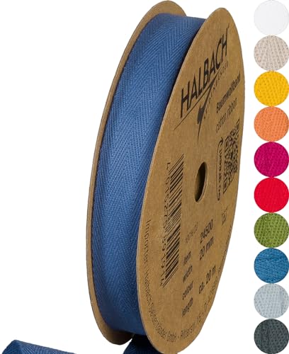 Halbach Seidenbänder Baumwollband | 20mm x 20m | Webband 100% Baumwolle | Bänder zum Basteln als Meterware | Stoffband für Dekorationen, DIY Handwerk, Schrägband Näharbeiten, Farbe: jeans-blau Halbach Seidenbänder Baumwollband | 20mm x 20m | Webband 100% Baumwolle | Bänder zum Basteln als Meterware | Stoffband für Dekorationen, DIY Handwerk, Schrägband Näharbeiten, Farbe: jeans-blau von Halbach Seidenbänder