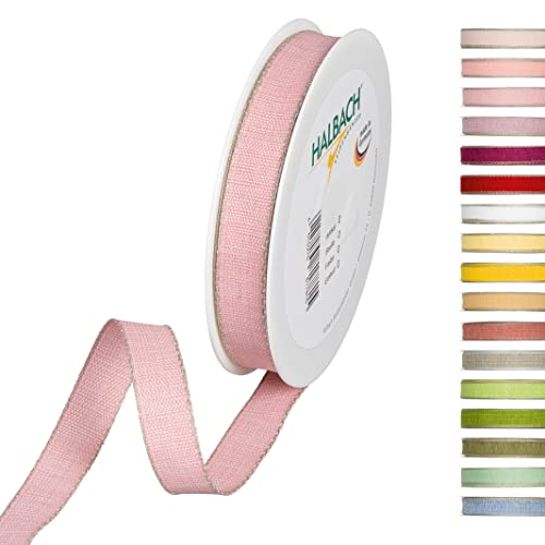 Halbach Seidenbänder Dekorationsbändchen mit Leinenkanten Breite: 15 mm Länge 20 m, Geschenkband zum verzieren basteln oder gestalten, DIY Dekoband, Farbe: rosa/leinen Halbach Seidenbänder Dekorationsbändchen mit Leinenkanten Breite: 15 mm Länge 20 m, Geschenkband zum verzieren basteln oder gestalten, DIY Dekoband, Farbe: rosa/leinen von Halbach Seidenbänder