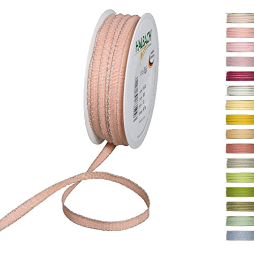 Halbach Seidenbänder Dekorationsbändchen mit Leinenkanten Breite: 7 mm Länge 30 m, Geschenkband zum verzieren basteln oder gestalten, DIY Dekoband, Farbe: apricot/leinen Halbach Seidenbänder Dekorationsbändchen mit Leinenkanten Breite: 7 mm Länge 30 m, Geschenkband zum verzieren basteln oder gestalten, DIY Dekoband, Farbe: apricot/leinen von Halbach Seidenbänder