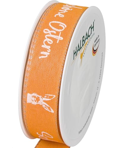 Halbach Seidenbänder Druckband Ostern | 25mm x 18m | Dekoband für Ostern Schriftzug "Schöne Ostern" | Schleifenband Leinen für Ostergeschenke | Farbe: orange/weiß Halbach Seidenbänder Druckband Ostern | 25mm x 18m | Dekoband für Ostern Schriftzug "Schöne Ostern" | Schleifenband Leinen für Ostergeschenke | Farbe: orange/weiß von Halbach