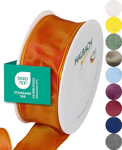 Halbach Seidenbänder Premium Geschenkband mit Drahtkante | Breite 40mm Länge 25m | Öko-Tex 100 zertifiziertes Schleifenband | Taftband Made in Germany, Farbe: dunkelorange Halbach Seidenbänder Premium Geschenkband mit Drahtkante | Breite 40mm Länge 25m | Öko-Tex 100 zertifiziertes Schleifenband | Taftband Made in Germany, Farbe: dunkelorange von Halbach Seidenbänder