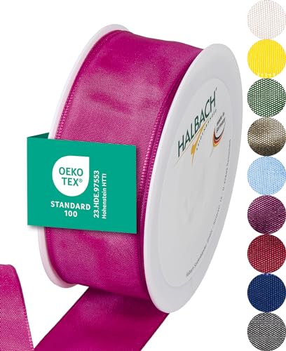 Halbach Seidenbänder Geschenkband, 100% Acetat, pink, 40mm von Halbach Seidenbänder