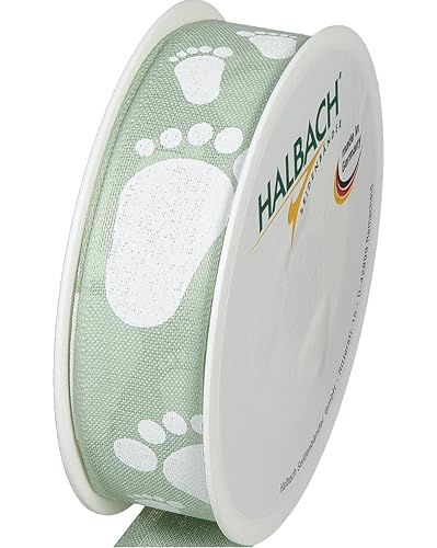 Halbach Seidenbänder Geschenkband Baby | 25mm x 16m | Schleifenband als Deko für Babyparty und zum Verpacken von Geschenken für Babyshower | Farbe: mint/weiß Halbach Seidenbänder Geschenkband Baby | 25mm x 16m | Schleifenband als Deko für Babyparty und zum Verpacken von Geschenken für Babyshower | Farbe: mint/weiß von Halbach Seidenbänder