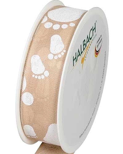 Halbach Seidenbänder Geschenkband Baby | 25mm x 16m | Schleifenband als Deko für Babyparty und zum Verpacken von Geschenken für Babyshower | Farbe: natur/weiß Halbach Seidenbänder Geschenkband Baby | 25mm x 16m | Schleifenband als Deko für Babyparty und zum Verpacken von Geschenken für Babyshower | Farbe: natur/weiß von Halbach Seidenbänder