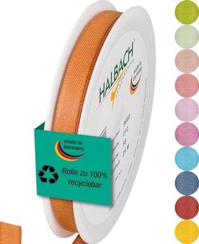 Halbach Seidenbänder Geschenkband | Breite 10mm Länge 25m | Schleifenband made in Germany | Geschenkbänder in Vielzahl von Farben und Breiten, perfekt zum Verpacken und Dekorieren, Farbe: cognac von Halbach