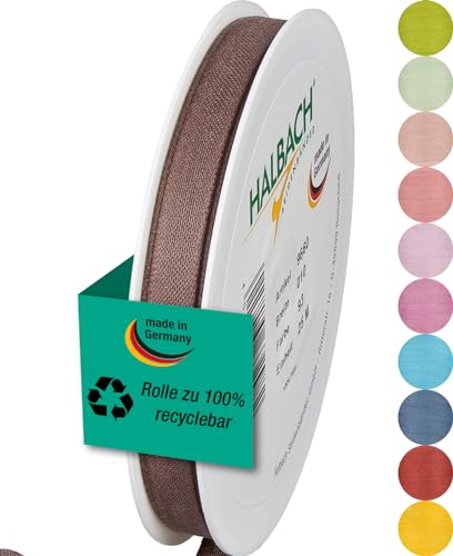 Halbach Seidenbänder Geschenkband | Breite 10mm Länge 25m | Schleifenband made in Germany | Geschenkbänder in Vielzahl von Farben und Breiten, perfekt zum Verpacken und Dekorieren, Farbe: dunkelbraun von Halbach