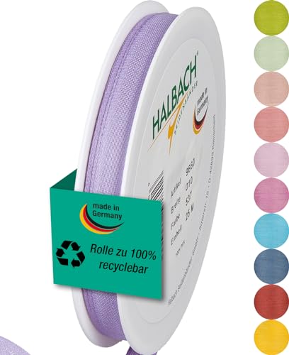 Halbach Seidenbänder Geschenkband | Breite 10mm Länge 25m | Schleifenband made in Germany | Geschenkbänder in Vielzahl von Farben und Breiten, perfekt zum Verpacken und Dekorieren, Farbe: lavendel von Halbach