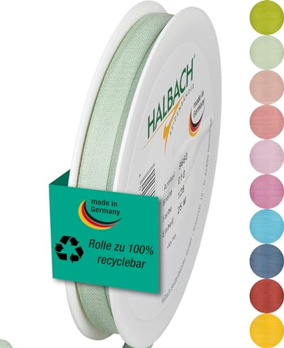 Halbach Seidenbänder Geschenkband | Breite 10mm Länge 25m | Schleifenband made in Germany | Geschenkbänder in Vielzahl von Farben und Breiten, perfekt zum Verpacken und Dekorieren, Farbe: mint von Halbach Seidenbänder