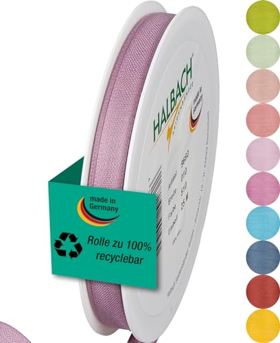 Halbach Seidenbänder Geschenkband | Breite 10mm Länge 25m | Schleifenband made in Germany | Geschenkbänder in Vielzahl von Farben und Breiten, perfekt zum Verpacken und Dekorieren, Farbe: pale berry von Halbach