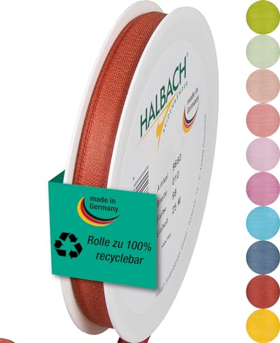 Halbach Seidenbänder Geschenkband | Breite 10mm Länge 25m | Schleifenband made in Germany | Geschenkbänder in Vielzahl von Farben und Breiten, perfekt zum Verpacken und Dekorieren, Farbe: rosenholz von Halbach