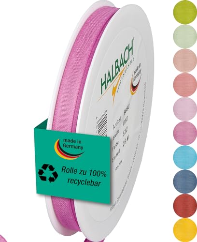 Halbach Seidenbänder Geschenkband | Breite 10mm Länge 25m | Schleifenband made in Germany | Geschenkbänder in Vielzahl von Farben und Breiten, perfekt zum Verpacken und Dekorieren, Farbe: rosenpink von Halbach Seidenbänder