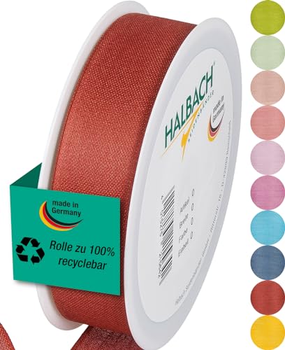 Halbach Seidenbänder Geschenkband | Breite 25mm Länge 25m | Schleifenband made in Germany | Geschenkbänder in Vielzahl von Farben und Breiten, perfekt zum Verpacken und Dekorieren, Farbe: rosenholz von Halbach