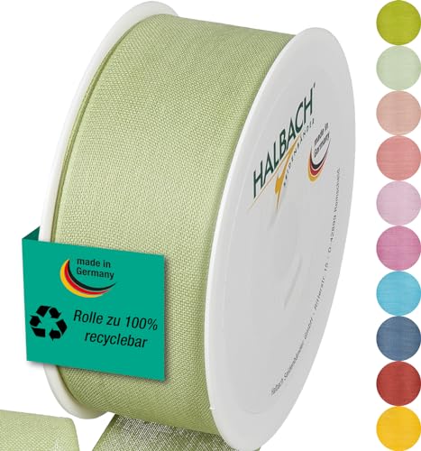 Halbach Seidenbänder Geschenkband | Breite 40mm Länge 25m | Schleifenband made in Germany | Geschenkbänder in Vielzahl von Farben und Breiten, perfekt zum Verpacken und Dekorieren, Farbe: blassgrün Halbach Seidenbänder Geschenkband | Breite 40mm Länge 25m | Schleifenband made in Germany | Geschenkbänder in Vielzahl von Farben und Breiten, perfekt zum Verpacken und Dekorieren, Farbe: blassgrün von Halbach