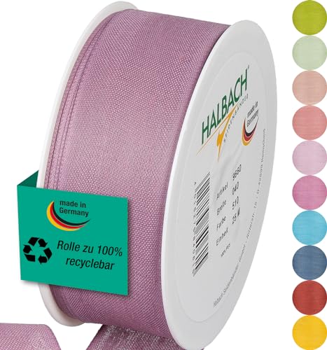 Halbach Seidenbänder Geschenkband | Breite 40mm Länge 25m | Schleifenband made in Germany | Geschenkbänder in Vielzahl von Farben und Breiten, perfekt zum Verpacken und Dekorieren, Farbe: pale berry von Halbach Seidenbänder