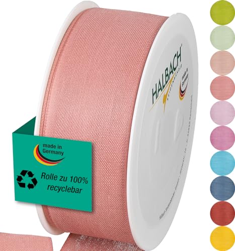 Halbach Seidenbänder Geschenkband | Breite 40mm Länge 25m | Schleifenband made in Germany | Geschenkbänder in Vielzahl von Farben und Breiten, perfekt zum Verpacken und Dekorieren, Farbe: rosa von Halbach Seidenbänder