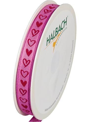 Halbach Seidenbänder Geschenkband "Herzen" | Breite 10mm Länge 20m | Druckband mit Herz Motiv | Perfektes Band für Hochzeit oder Valentinstag | Farbe: rosenpink/rot Halbach Seidenbänder Geschenkband "Herzen" | Breite 10mm Länge 20m | Druckband mit Herz Motiv | Perfektes Band für Hochzeit oder Valentinstag | Farbe: rosenpink/rot von Halbach Seidenbänder