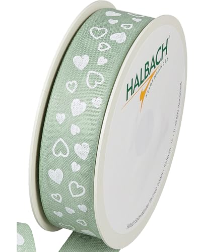 Halbach Seidenbänder Geschenkband "Herzen" | Breite 25mm Länge 18m | Druckband mit Herz Motiv | Perfektes Band für Hochzeit oder Valentinstag | Farbe: mint/weiß Halbach Seidenbänder Geschenkband "Herzen" | Breite 25mm Länge 18m | Druckband mit Herz Motiv | Perfektes Band für Hochzeit oder Valentinstag | Farbe: mint/weiß von Halbach Seidenbänder