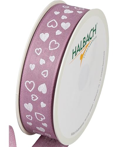 Halbach Seidenbänder Geschenkband "Herzen" | Breite 25mm Länge 18m | Druckband mit Herz Motiv | Perfektes Band für Hochzeit oder Valentinstag | Farbe: pale berry/weiß Halbach Seidenbänder Geschenkband "Herzen" | Breite 25mm Länge 18m | Druckband mit Herz Motiv | Perfektes Band für Hochzeit oder Valentinstag | Farbe: pale berry/weiß von Halbach Seidenbänder