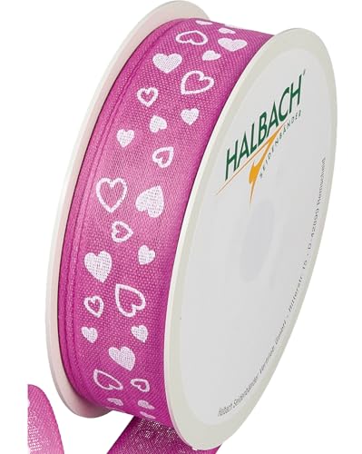 Halbach Seidenbänder Geschenkband "Herzen" | Breite 25mm Länge 18m | Druckband mit Herz Motiv | Perfektes Band für Hochzeit oder Valentinstag | Farbe: rosenpink/weiß Halbach Seidenbänder Geschenkband "Herzen" | Breite 25mm Länge 18m | Druckband mit Herz Motiv | Perfektes Band für Hochzeit oder Valentinstag | Farbe: rosenpink/weiß von Halbach Seidenbänder