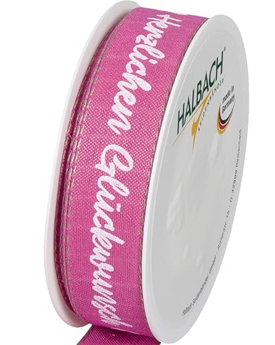 Halbach Seidenbänder Geschenkband "Herzlichen Glückwunsch" | Breite 25mm Länge 18m | Geschenkband Geburtstag | Schleifenband für Geburtstagsdeko | Farbe: pink/weiß Halbach Seidenbänder Geschenkband "Herzlichen Glückwunsch" | Breite 25mm Länge 18m | Geschenkband Geburtstag | Schleifenband für Geburtstagsdeko | Farbe: pink/weiß von Halbach Seidenbänder