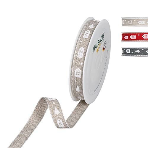 Halbach Seidenbänder Geschenkband Weihnachten Motiv "Bäume und Häuser" | Breite 15 mm Länge 20 m | ideal geeignet für das stilvolle Verpacken von Geschenken für Weihnachten, Farbe: leinen/weiß Halbach Seidenbänder Geschenkband Weihnachten Motiv "Bäume und Häuser" | Breite 15 mm Länge 20 m | ideal geeignet für das stilvolle Verpacken von Geschenken für Weihnachten, Farbe: leinen/weiß von Halbach Seidenbänder