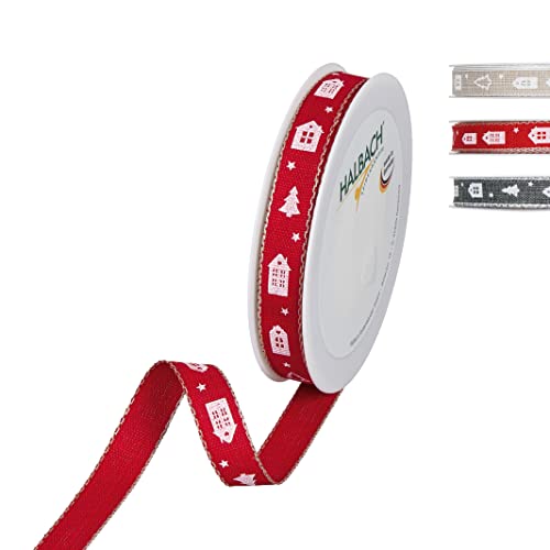 Halbach Seidenbänder Geschenkband Weihnachten Motiv "Bäume und Häuser" | Breite 15 mm Länge 20 m | ideal geeignet für das stilvolle Verpacken von Geschenken für Weihnachten, Farbe: rot/weiß Halbach Seidenbänder Geschenkband Weihnachten Motiv "Bäume und Häuser" | Breite 15 mm Länge 20 m | ideal geeignet für das stilvolle Verpacken von Geschenken für Weihnachten, Farbe: rot/weiß von Halbach Seidenbänder