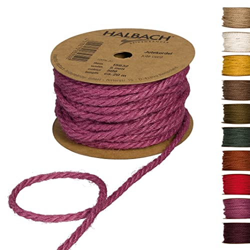 Halbach Seidenbänder Premium Juteschnur | Breite: 5mm Länge: 20m | Juteseil für Dekorationen, Jutekordel aus 100% natürlicher Jute für Garten und Geschenkverpackungen, Farbe: Berry Halbach Seidenbänder Premium Juteschnur | Breite: 5mm Länge: 20m | Juteseil für Dekorationen, Jutekordel aus 100% natürlicher Jute für Garten und Geschenkverpackungen, Farbe: Berry von Halbach Seidenbänder