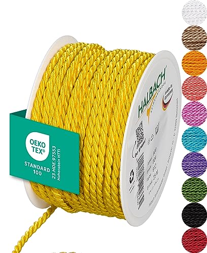 Halbach Seidenbänder Premium Kordel (gelb) | Breite 4mm Länge 25m | Made in Germany & Öko-Tex Zertifiziert | glänzende Satinkordel aus Acetat Halbach Seidenbänder Premium Kordel (gelb) | Breite 4mm Länge 25m | Made in Germany & Öko-Tex Zertifiziert | glänzende Satinkordel aus Acetat von Halbach Seidenbänder