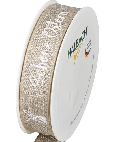 Halbach Seidenbänder Leinenband Ostern | 25mm x 15m | Dekoband für Ostern Schriftzug "Schöne Ostern" | Schleifenband Leinen für Ostergeschenke | Farbe: weiß Halbach Seidenbänder Leinenband Ostern | 25mm x 15m | Dekoband für Ostern Schriftzug "Schöne Ostern" | Schleifenband Leinen für Ostergeschenke | Farbe: weiß von Halbach