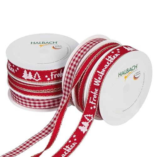 Halbach Seidenbänder Premium Geschenkband Set Weihnachten | 6 Rollen weihnachtliche Dekobänder | Schleifenband zum Geschenk einpacken Halbach Seidenbänder Premium Geschenkband Set Weihnachten | 6 Rollen weihnachtliche Dekobänder | Schleifenband zum Geschenk einpacken von Halbach Seidenbänder