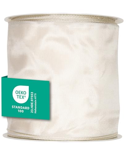 Halbach Seidenbänder Premium Geschenkband mit Drahtkante | Breite 100mm Länge 25m | Öko-Tex 100 zertifiziertes Schleifenband | Taftband Made in Germany, Farbe: creme Halbach Seidenbänder Premium Geschenkband mit Drahtkante | Breite 100mm Länge 25m | Öko-Tex 100 zertifiziertes Schleifenband | Taftband Made in Germany, Farbe: creme von Halbach Seidenbänder