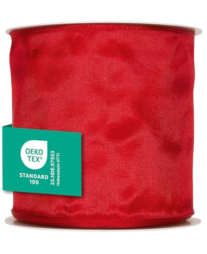 Halbach Seidenbänder Premium Geschenkband mit Drahtkante | Breite 100mm Länge 25m | Öko-Tex 100 zertifiziertes Schleifenband | Taftband Made in Germany, Farbe: rot Halbach Seidenbänder Premium Geschenkband mit Drahtkante | Breite 100mm Länge 25m | Öko-Tex 100 zertifiziertes Schleifenband | Taftband Made in Germany, Farbe: rot von Halbach Seidenbänder