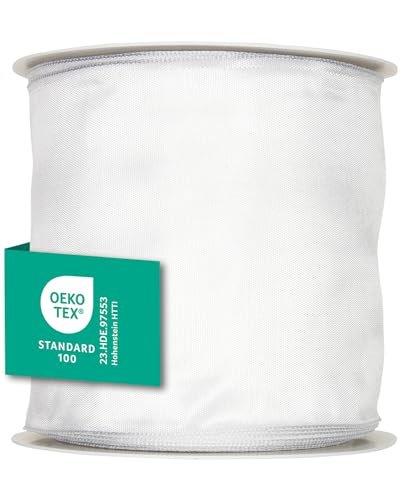 Halbach Seidenbänder Premium Geschenkband mit Drahtkante | Breite 100mm Länge 25m | Öko-Tex 100 zertifiziertes Schleifenband | Taftband Made in Germany, Farbe: weiß Halbach Seidenbänder Premium Geschenkband mit Drahtkante | Breite 100mm Länge 25m | Öko-Tex 100 zertifiziertes Schleifenband | Taftband Made in Germany, Farbe: weiß von Halbach Seidenbänder