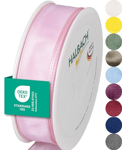 Halbach Seidenbänder Premium Geschenkband mit Drahtkante | Breite 25mm Länge 25m | Öko-Tex 100 zertifiziertes Schleifenband | Taftband Made in Germany, Farbe: hellrosa Halbach Seidenbänder Premium Geschenkband mit Drahtkante | Breite 25mm Länge 25m | Öko-Tex 100 zertifiziertes Schleifenband | Taftband Made in Germany, Farbe: hellrosa von Halbach Seidenbänder