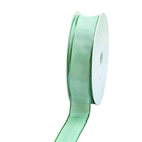 Halbach Seidenbänder Premium Geschenkband mit Drahtkante | Breite 25mm Länge 25m | Öko-Tex 100 zertifiziertes Schleifenband | Taftband Made in Germany, Farbe: jade von Halbach Seidenbänder