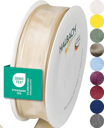 Halbach Seidenbänder Premium Geschenkband mit Drahtkante | Breite 25mm Länge 25m | Öko-Tex 100 zertifiziertes Schleifenband | Taftband Made in Germany, Farbe: sand Halbach Seidenbänder Premium Geschenkband mit Drahtkante | Breite 25mm Länge 25m | Öko-Tex 100 zertifiziertes Schleifenband | Taftband Made in Germany, Farbe: sand von Halbach Seidenbänder