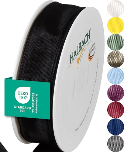 Halbach Seidenbänder Premium Geschenkband mit Drahtkante | Breite 25mm Länge 25m | Öko-Tex 100 zertifiziertes Schleifenband | Taftband Made in Germany, Farbe: schwarz Halbach Seidenbänder Premium Geschenkband mit Drahtkante | Breite 25mm Länge 25m | Öko-Tex 100 zertifiziertes Schleifenband | Taftband Made in Germany, Farbe: schwarz von Halbach Seidenbänder