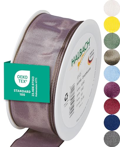 Halbach Seidenbänder Premium Geschenkband mit Drahtkante | Breite 40mm Länge 25m | Öko-Tex 100 zertifiziertes Schleifenband | Taftband Made in Germany, Farbe: hellbraun Halbach Seidenbänder Premium Geschenkband mit Drahtkante | Breite 40mm Länge 25m | Öko-Tex 100 zertifiziertes Schleifenband | Taftband Made in Germany, Farbe: hellbraun von Halbach Seidenbänder