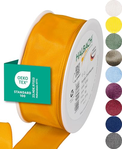 Halbach Seidenbänder Premium Geschenkband mit Drahtkante | Breite 40mm Länge 25m | Öko-Tex 100 zertifiziertes Schleifenband | Taftband Made in Germany, Farbe: orange Halbach Seidenbänder Premium Geschenkband mit Drahtkante | Breite 40mm Länge 25m | Öko-Tex 100 zertifiziertes Schleifenband | Taftband Made in Germany, Farbe: orange von Halbach Seidenbänder
