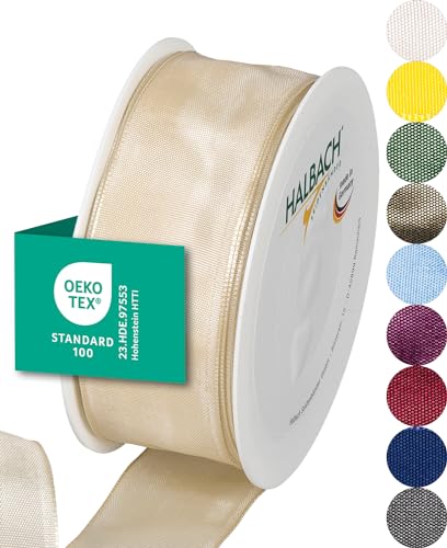 Halbach Seidenbänder Premium Geschenkband mit Drahtkante | Breite 40mm Länge 25m | Öko-Tex 100 zertifiziertes Schleifenband | Taftband Made in Germany, Farbe: sand Halbach Seidenbänder Premium Geschenkband mit Drahtkante | Breite 40mm Länge 25m | Öko-Tex 100 zertifiziertes Schleifenband | Taftband Made in Germany, Farbe: sand von Halbach Seidenbänder