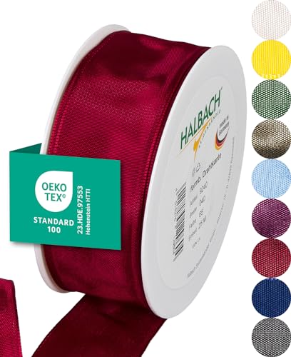 Halbach Seidenbänder Premium Geschenkband mit Drahtkante | Breite 40mm Länge 25m | Öko-Tex 100 zertifiziertes Schleifenband | Taftband Made in Germany, Farbe: weinrot Halbach Seidenbänder Premium Geschenkband mit Drahtkante | Breite 40mm Länge 25m | Öko-Tex 100 zertifiziertes Schleifenband | Taftband Made in Germany, Farbe: weinrot von Halbach Seidenbänder