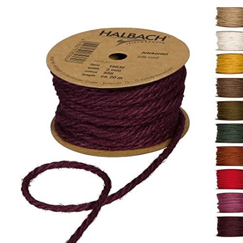 Halbach Seidenbänder Premium Juteschnur | Breite: 5mm Länge: 20m | Juteseil für Dekorationen, Jutekordel aus 100% natürlicher Jute für Garten und Geschenkverpackungen, Farbe: Dark Berry Halbach Seidenbänder Premium Juteschnur | Breite: 5mm Länge: 20m | Juteseil für Dekorationen, Jutekordel aus 100% natürlicher Jute für Garten und Geschenkverpackungen, Farbe: Dark Berry von Halbach Seidenbänder